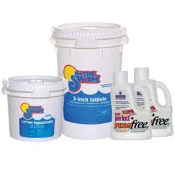 In The Swim - 3 Inch Chlorine Tablets 50 Lbs Bucket And Calcium Hypochlorite Pool Shock 25 Lbs Bucket With 2 X Pool Perfect + PhosFree 3 L Bundle -Clean Pool Supply 3 Inch Chlorine Tablets 50 lbs Bucket and Calcium Hypochlorite Pool Shock 25 lbs Bucket with 2 x Pool Perfect PhosFree 3 L Bundle 1