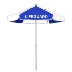 California Umbrella - 6' Lifeguard Logo Umbrella, Blue -Clean Pool Supply 6 Lifeguard Logo Umbrella Blue 1