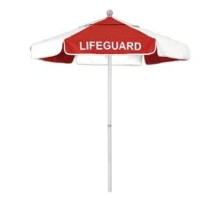 California Umbrella - 6' Lifeguard Logo Umbrella, Red -Clean Pool Supply 6 Lifeguard Logo Umbrella Red 1
