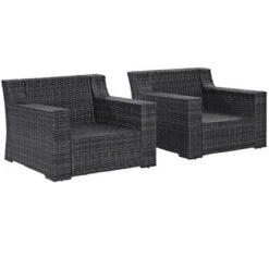 Crosley - Beaufort 2-Piece Outdoor Wicker Seating Set - Brown Finish -Clean Pool Supply Beaufort 2 Piece Outdoor Wicker Seating Set Brown Finish 11