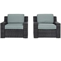 Crosley - Beaufort 2-Piece Outdoor Wicker Seating Set - Brown Finish -Clean Pool Supply Beaufort 2 Piece Outdoor Wicker Seating Set Brown Finish 2