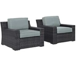 Crosley - Beaufort 2-Piece Outdoor Wicker Seating Set - Brown Finish -Clean Pool Supply Beaufort 2 Piece Outdoor Wicker Seating Set Brown Finish 3