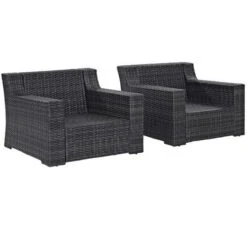 Crosley - Beaufort 2-Piece Outdoor Wicker Seating Set - Brown Finish -Clean Pool Supply Beaufort 2 Piece Outdoor Wicker Seating Set Brown Finish 5