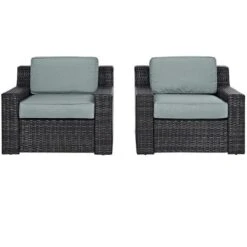 Crosley - Beaufort 2-Piece Outdoor Wicker Seating Set - Brown Finish -Clean Pool Supply Beaufort 2 Piece Outdoor Wicker Seating Set Brown Finish 8