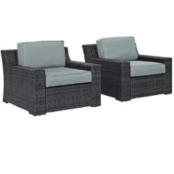 Crosley - Beaufort 2-Piece Outdoor Wicker Seating Set - Brown Finish -Clean Pool Supply Beaufort 2 Piece Outdoor Wicker Seating Set Brown Finish 9