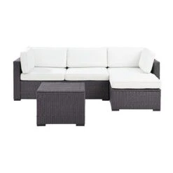 Crosley - Biscayne Mocha 4 Piece Wicker Set With Loveseat, Corner Chair, Ottoman And Coffee Table -Clean Pool Supply Biscayne 4 Piece Wicker Set with Loveseat Corner Chair Ottoman and Coffee Table 10