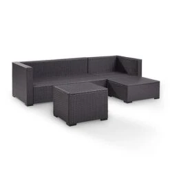 Crosley - Biscayne Mist 4 Piece Wicker Set With Loveseat, Corner Chair, Ottoman And Coffee Table -Clean Pool Supply Biscayne 4 Piece Wicker Set with Loveseat Corner Chair Ottoman and Coffee Table 34