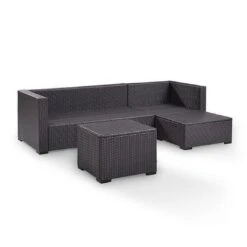 Crosley - Biscayne Mist 4 Piece Wicker Set With Loveseat, Corner Chair, Ottoman And Coffee Table -Clean Pool Supply Biscayne 4 Piece Wicker Set with Loveseat Corner Chair Ottoman and Coffee Table 41