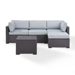 Crosley - Biscayne White 4 Piece Wicker Set With Loveseat, Corner Chair, Ottoman And Coffee Table -Clean Pool Supply Biscayne 4 Piece Wicker Set with Loveseat Corner Chair Ottoman and Coffee Table 44