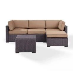 Crosley - Biscayne White 4 Piece Wicker Set With Loveseat, Corner Chair, Ottoman And Coffee Table -Clean Pool Supply Biscayne 4 Piece Wicker Set with Loveseat Corner Chair Ottoman and Coffee Table 50