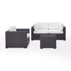 Crosley - Biscayne 4 Piece Wicker Set With Mist Cushions - Two Corner Chairs, Arm Chair & Coffee Table 26 Crosley - Biscayne 4 Piece Wicker Set With Mist Cushions - Two Corner Chairs, Arm Chair & Coffee Table -Clean Pool Supply Biscayne 4 Piece Wicker Set with Two Corner Chairs One Arm Chair Coffee Table 10