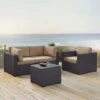 Crosley - Biscayne 4 Piece Wicker Set With Mist Cushions - Two Corner Chairs, Arm Chair & Coffee Table -Clean Pool Supply Biscayne 4 Piece Wicker Set with Two Corner Chairs One Arm Chair Coffee Table