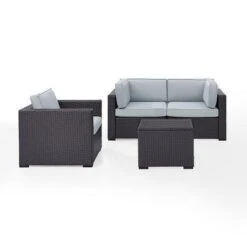 Crosley - Biscayne 4 Piece Wicker Set With Mist Cushions - Two Corner Chairs, Arm Chair & Coffee Table 18 Crosley - Biscayne 4 Piece Wicker Set With Mist Cushions - Two Corner Chairs, Arm Chair & Coffee Table -Clean Pool Supply Biscayne 4 Piece Wicker Set with Two Corner Chairs One Arm Chair Coffee Table 2