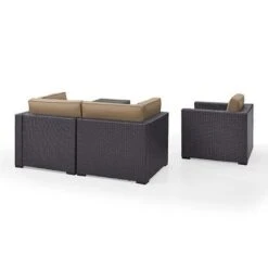 Crosley - Biscayne 4 Piece Wicker Set With White Cushions - Two Corner Chairs, Arm Chair & Coffee Table -Clean Pool Supply Biscayne 4 Piece Wicker Set with Two Corner Chairs One Arm Chair Coffee Table 20
