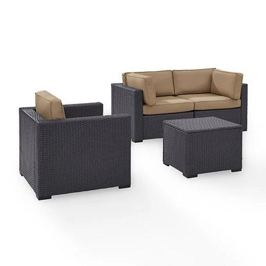 Crosley - Biscayne 4 Piece Wicker Set With Mist Cushions - Two Corner Chairs, Arm Chair & Coffee Table 7 Crosley - Biscayne 4 Piece Wicker Set With Mist Cushions - Two Corner Chairs, Arm Chair & Coffee Table - Image 5