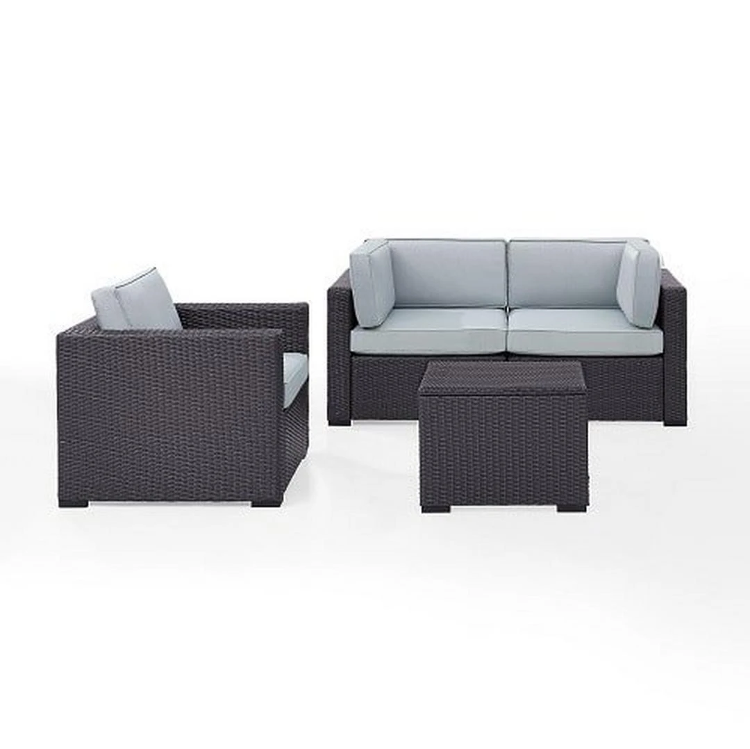 Crosley - Biscayne 4 Piece Wicker Set With Mist Cushions - Two Corner Chairs, Arm Chair & Coffee Table 12 Crosley - Biscayne 4 Piece Wicker Set With Mist Cushions - Two Corner Chairs, Arm Chair & Coffee Table - Image 10