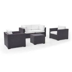 Crosley - Biscayne Mocha 5-Piece Wicker Set With 2 Armchairs, 2 Corner Chairs And Coffee Table -Clean Pool Supply Biscayne 5 Piece Wicker Set with 2 Armchairs 2 Corner Chairs and Coffee Table 11