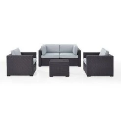 Crosley - Biscayne White 5-Piece Wicker Set With 2 Armchairs, 2 Corner Chairs And Coffee Table -Clean Pool Supply Biscayne 5 Piece Wicker Set with 2 Armchairs 2 Corner Chairs and Coffee Table 16