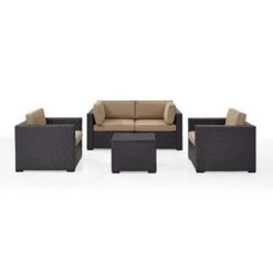 Crosley - Biscayne Mist 5-Piece Wicker Set With 2 Armchairs, 2 Corner Chairs And Coffee Table -Clean Pool Supply Biscayne 5 Piece Wicker Set with 2 Armchairs 2 Corner Chairs and Coffee Table 38