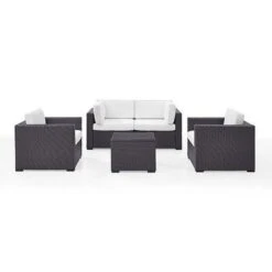 Crosley - Biscayne Mocha 5-Piece Wicker Set With 2 Armchairs, 2 Corner Chairs And Coffee Table -Clean Pool Supply Biscayne 5 Piece Wicker Set with 2 Armchairs 2 Corner Chairs and Coffee Table 8