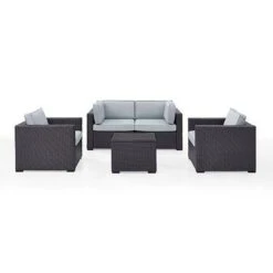 Crosley - Biscayne Mocha 5-Piece Wicker Set With 2 Armchairs, 2 Corner Chairs And Coffee Table -Clean Pool Supply Biscayne 5 Piece Wicker Set with 2 Armchairs 2 Corner Chairs and Coffee Table 9
