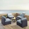 Crosley - Biscayne 5-Piece Wicker Set With 4 Chairs, Mist Cushions & Firepit -Clean Pool Supply Biscayne 5 Piece Wicker Set with 4 Chairs Ashland Firepit 20