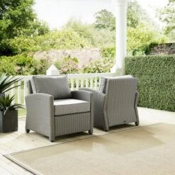 Crosley - Bradenton 2-Piece Outdoor Wicker Armchair Set, Gray 17 Crosley - Bradenton 2-Piece Outdoor Wicker Armchair Set, Gray -Clean Pool Supply Bradenton 2 Piece Outdoor Wicker Armchair Set Gray 3
