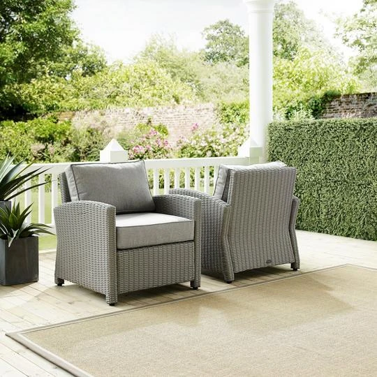 Crosley - Bradenton 2-Piece Outdoor Wicker Armchair Set, Gray 6 Crosley - Bradenton 2-Piece Outdoor Wicker Armchair Set, Gray - Image 4