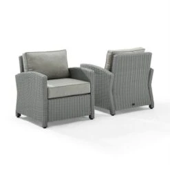 Crosley - Bradenton 2-Piece Outdoor Wicker Armchair Set, Gray 18 Crosley - Bradenton 2-Piece Outdoor Wicker Armchair Set, Gray -Clean Pool Supply Bradenton 2 Piece Outdoor Wicker Armchair Set Gray 4