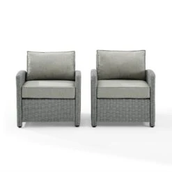 Crosley - Bradenton 2-Piece Outdoor Wicker Armchair Set, Gray 20 Crosley - Bradenton 2-Piece Outdoor Wicker Armchair Set, Gray -Clean Pool Supply Bradenton 2 Piece Outdoor Wicker Armchair Set Gray 6