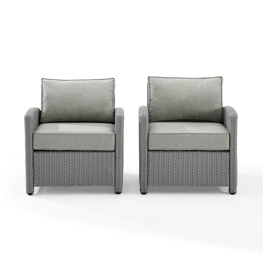 Crosley - Bradenton 2-Piece Outdoor Wicker Armchair Set, Gray 9 Crosley - Bradenton 2-Piece Outdoor Wicker Armchair Set, Gray - Image 7