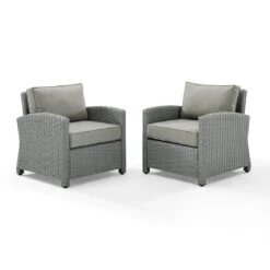 Crosley - Bradenton 2-Piece Outdoor Wicker Armchair Set, Gray 21 Crosley - Bradenton 2-Piece Outdoor Wicker Armchair Set, Gray -Clean Pool Supply Bradenton 2 Piece Outdoor Wicker Armchair Set Gray 7