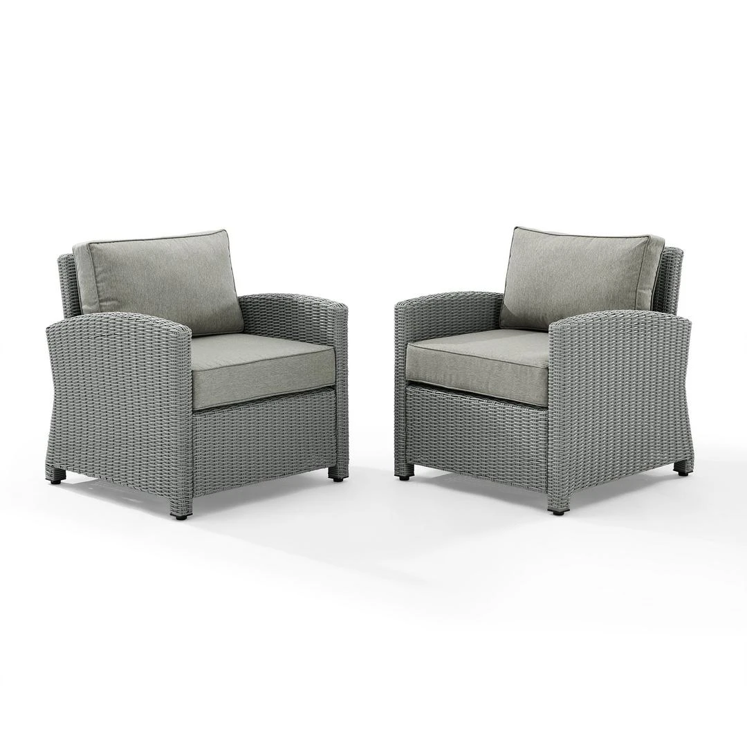 Crosley - Bradenton 2-Piece Outdoor Wicker Armchair Set, Gray 10 Crosley - Bradenton 2-Piece Outdoor Wicker Armchair Set, Gray - Image 8