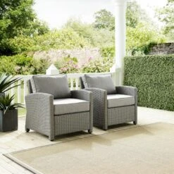 Crosley - Bradenton 2-Piece Outdoor Wicker Armchair Set, Gray 22 Crosley - Bradenton 2-Piece Outdoor Wicker Armchair Set, Gray -Clean Pool Supply Bradenton 2 Piece Outdoor Wicker Armchair Set Gray 8