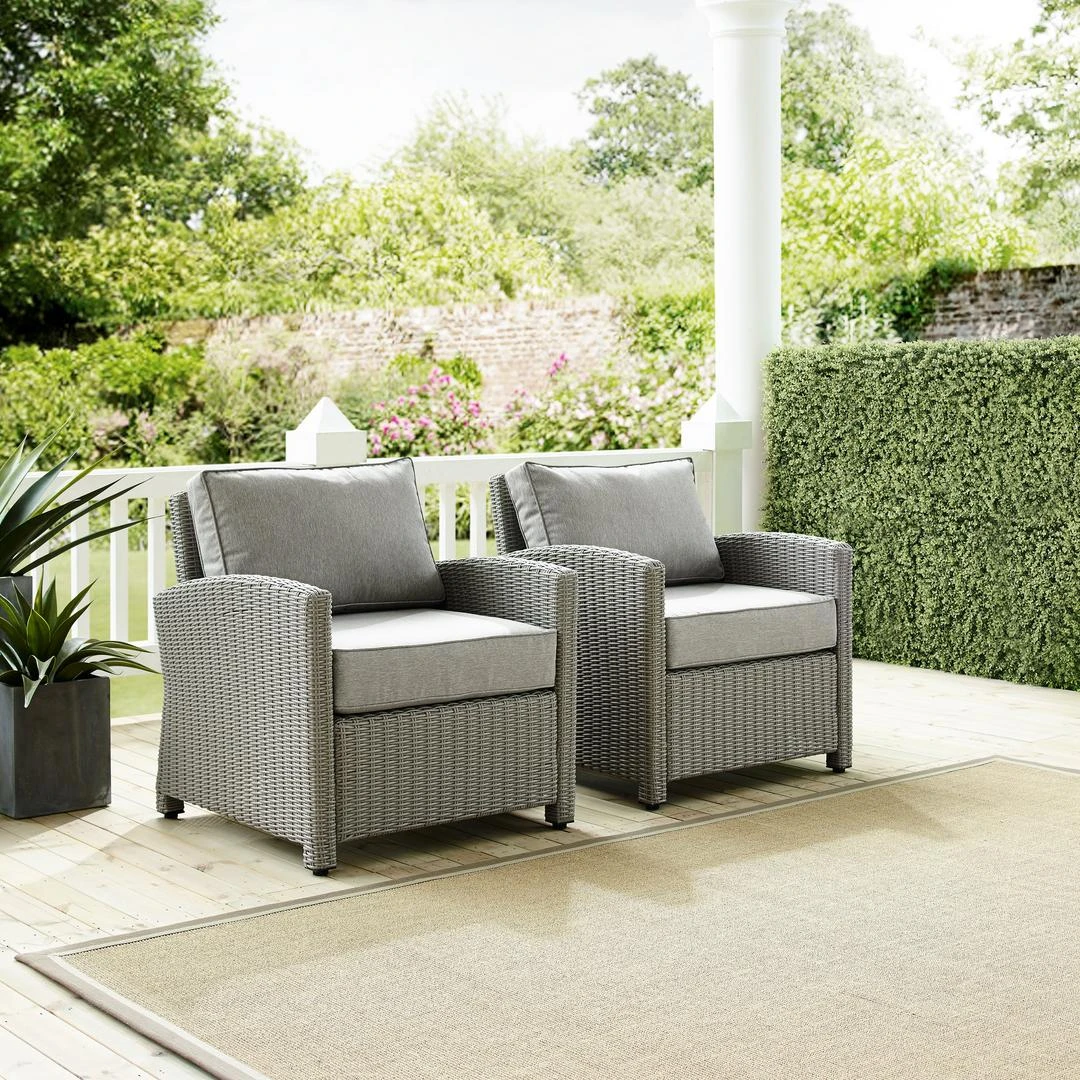 Crosley - Bradenton 2-Piece Outdoor Wicker Armchair Set, Gray 11 Crosley - Bradenton 2-Piece Outdoor Wicker Armchair Set, Gray - Image 9
