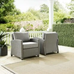 Crosley - Bradenton 2-Piece Outdoor Wicker Armchair Set, Gray 23 Crosley - Bradenton 2-Piece Outdoor Wicker Armchair Set, Gray -Clean Pool Supply Bradenton 2 Piece Outdoor Wicker Armchair Set Gray 9