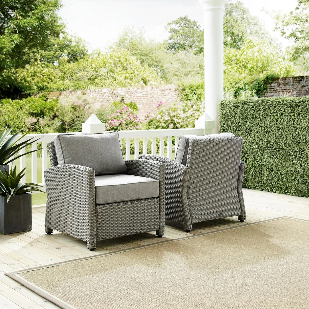 Crosley - Bradenton 2-Piece Outdoor Wicker Armchair Set, Gray 12 Crosley - Bradenton 2-Piece Outdoor Wicker Armchair Set, Gray - Image 10