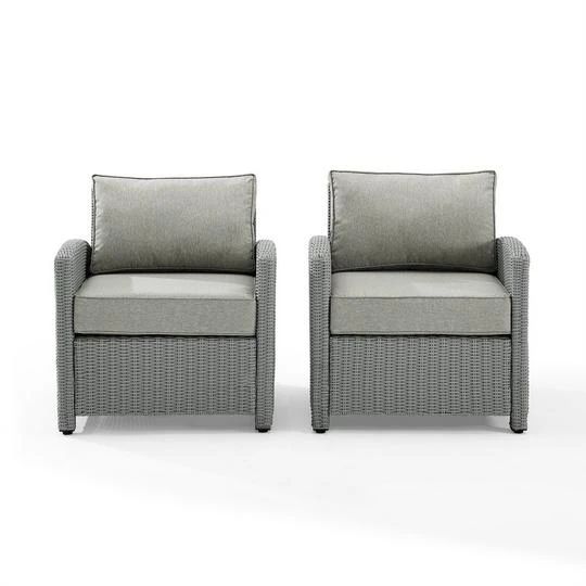 Crosley - Bradenton 2-Piece Outdoor Wicker Armchair Set, Gray 3 Crosley - Bradenton 2-Piece Outdoor Wicker Armchair Set, Gray