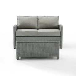 Crosley - Bradenton 2-Piece Outdoor Wicker Conversation Set, Gray -Clean Pool Supply Bradenton 2 Piece Outdoor Wicker Conversation Set Gray 8