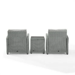 Crosley - Bradenton 3-Piece Outdoor Wicker Armchair Set, Gray -Clean Pool Supply Bradenton 3 Piece Outdoor Wicker Armchair Set Gray 12