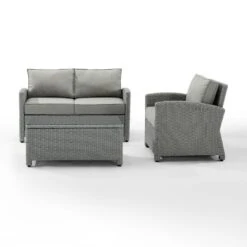 Crosley - Bradenton 3-Piece Outdoor Wicker Conversation Set, Gray -Clean Pool Supply Bradenton 3 Piece Outdoor Wicker Conversation Set Gray 6
