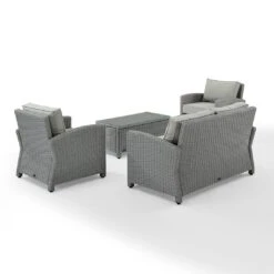 Crosley - Bradenton 4-Piece Outdoor Wicker Conversation Set, Gray -Clean Pool Supply Bradenton 4 Piece Outdoor Wicker Conversation Set Gray 11