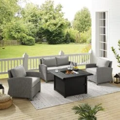 Bradenton 4-Piece Wicker Convers Set With Fire Table -Clean Pool Supply Bradenton 4 Piece Wicker Convers Set with Fire Table 13