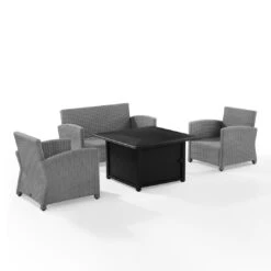 Bradenton 4-Piece Wicker Convers Set With Fire Table -Clean Pool Supply Bradenton 4 Piece Wicker Convers Set with Fire Table 15