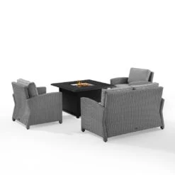 Bradenton 4-Piece Wicker Convers Set With Fire Table -Clean Pool Supply Bradenton 4 Piece Wicker Convers Set with Fire Table 16
