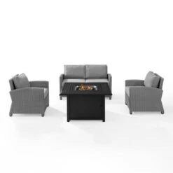 Bradenton 4-Piece Wicker Convers Set With Fire Table