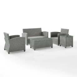 Crosley - Bradenton 5-Piece Outdoor Wicker Conversation Set, Gray -Clean Pool Supply Bradenton 5 Piece Outdoor Wicker Conversation Set Gray 12