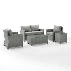 Crosley - Bradenton 5-Piece Outdoor Wicker Conversation Set, Gray