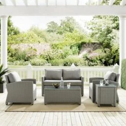 Crosley - Bradenton 5-Piece Outdoor Wicker Conversation Set, Gray -Clean Pool Supply Bradenton 5 Piece Outdoor Wicker Conversation Set Gray 3