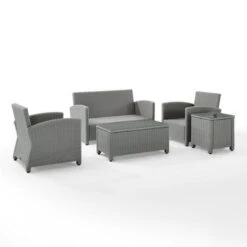Crosley - Bradenton 5-Piece Outdoor Wicker Conversation Set, Gray -Clean Pool Supply Bradenton 5 Piece Outdoor Wicker Conversation Set Gray 5
